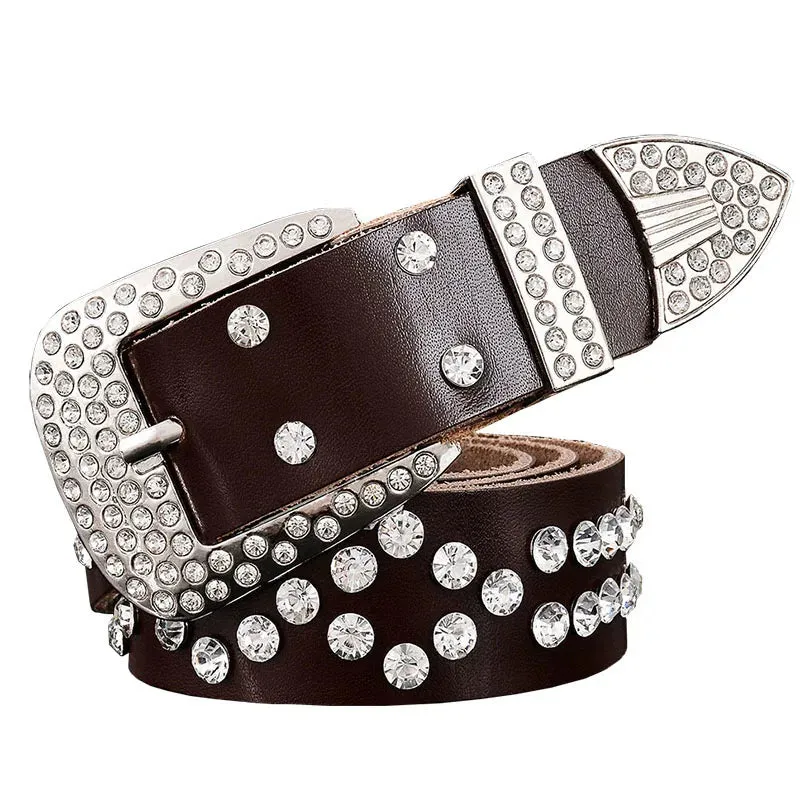 Fashion rhinestone genuine leather belts for women Luxury belt