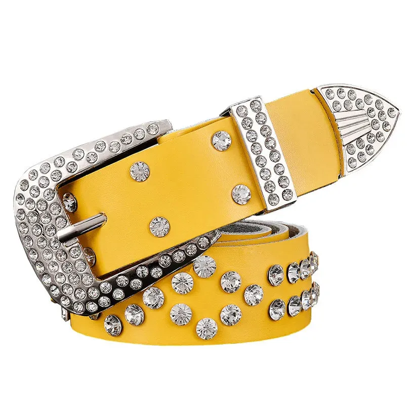 Fashion rhinestone genuine leather belts for women Luxury belt