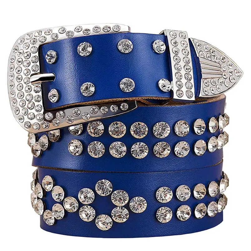 Fashion rhinestone genuine leather belts for women Luxury belt