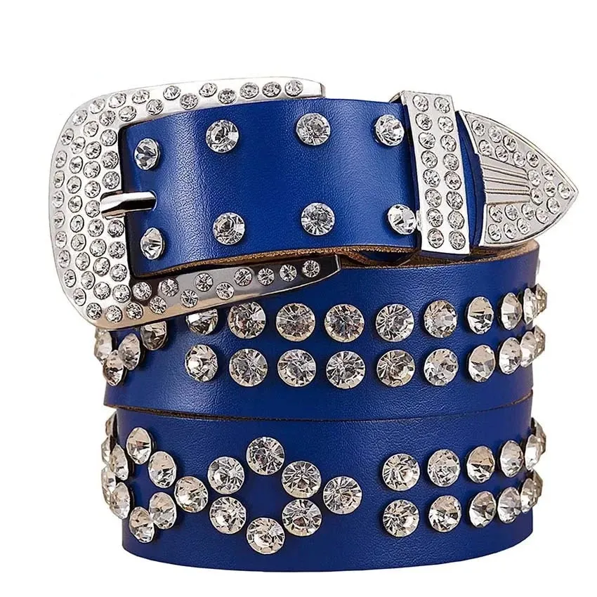 Fashion rhinestone genuine leather belts for women Luxury belt