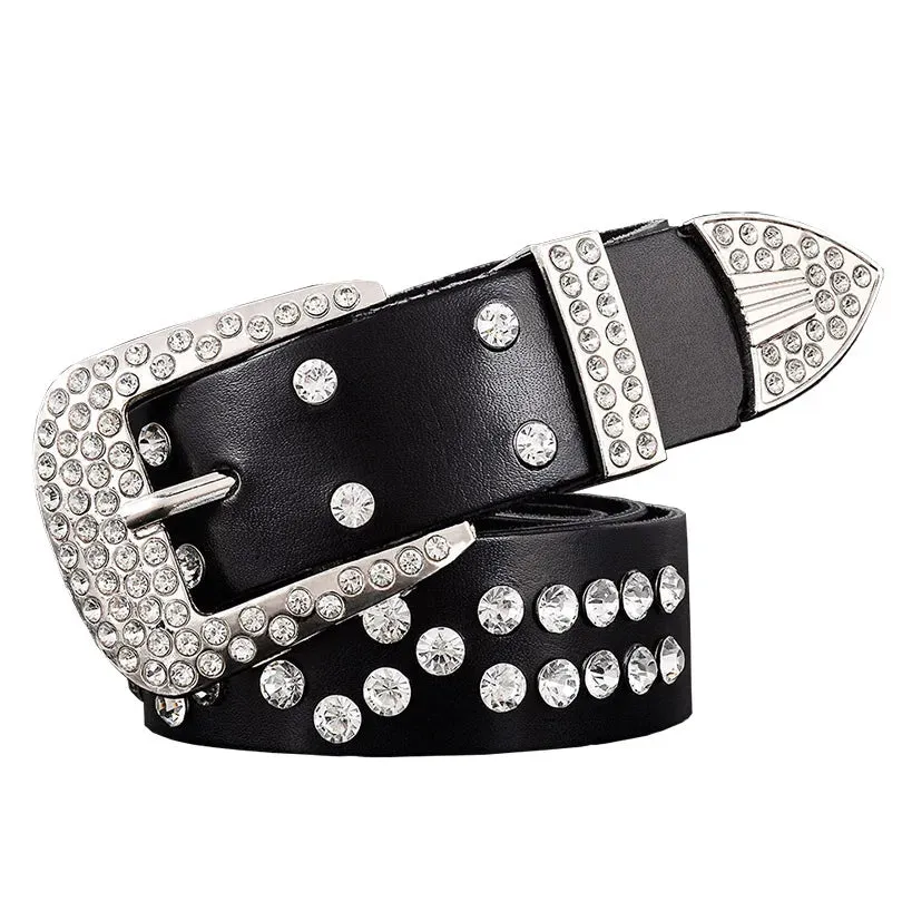 Fashion rhinestone genuine leather belts for women Luxury belt