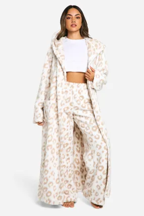 Fleece Tonal Leopard Borg Dressing Gown