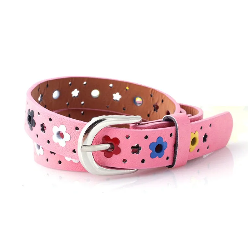 for prety girl gift New hollow butterfly flowers children lace belt boys and girls Brand PU leather belts women waistband SM6