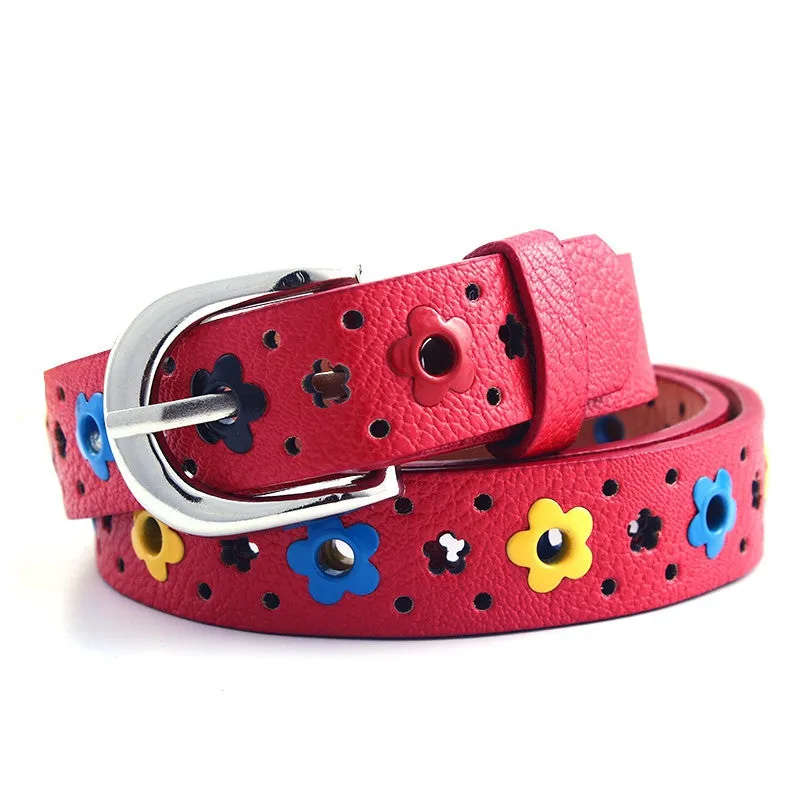 for prety girl gift New hollow butterfly flowers children lace belt boys and girls Brand PU leather belts women waistband SM6