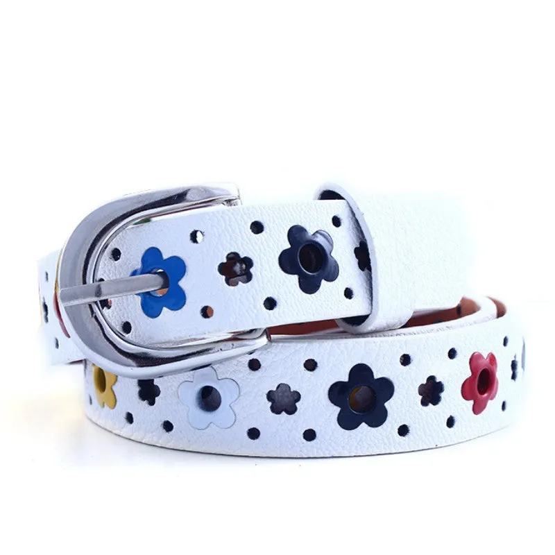 for prety girl gift New hollow butterfly flowers children lace belt boys and girls Brand PU leather belts women waistband SM6