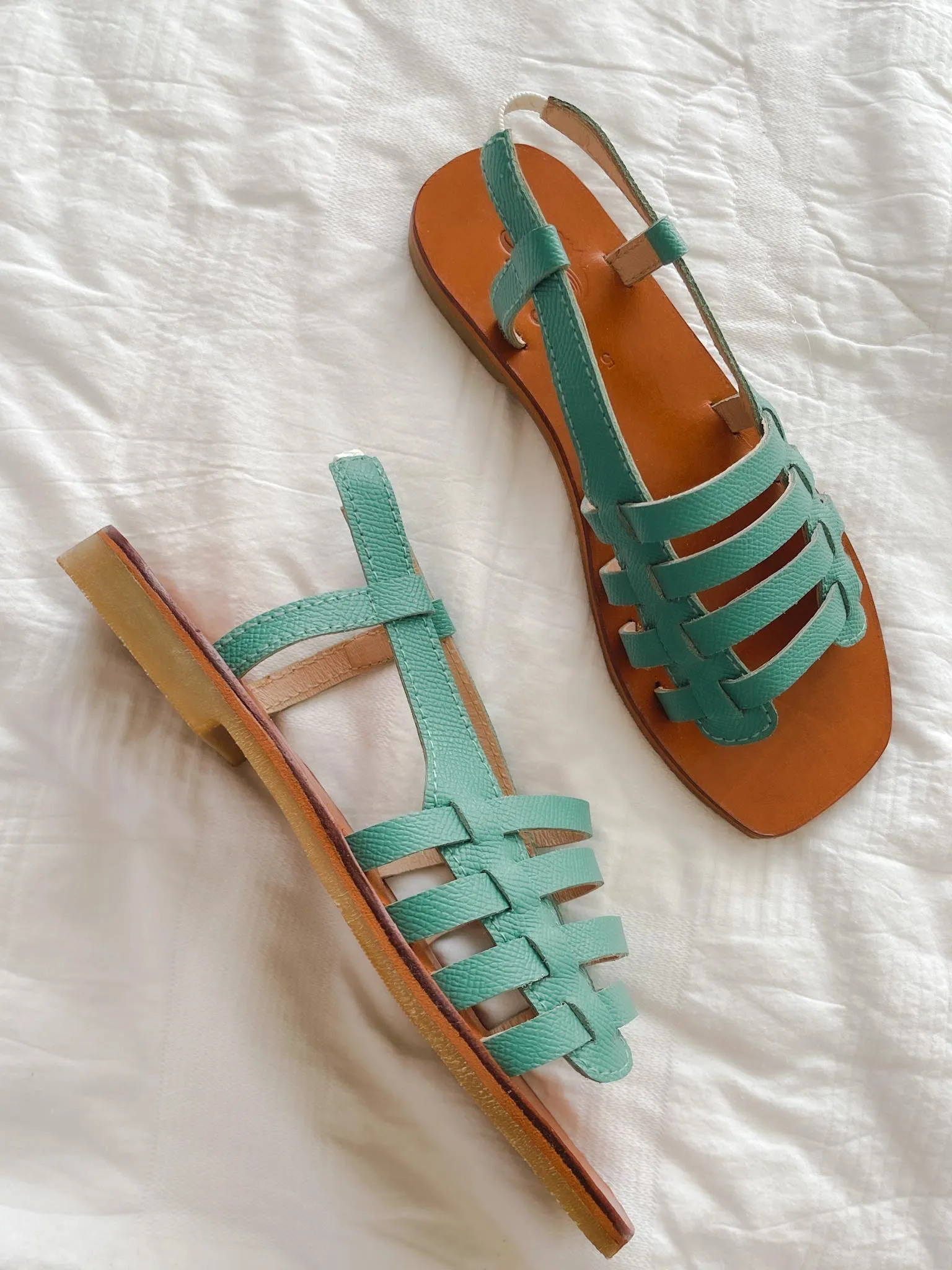 GAIA Green Genuine Leather Huarache Sandals