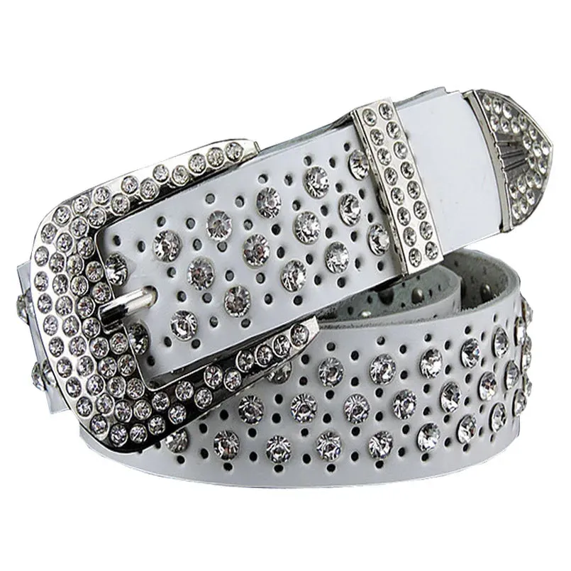 Genuine Leather Belts For Women Luxury Pin Buckle Belts Rivets