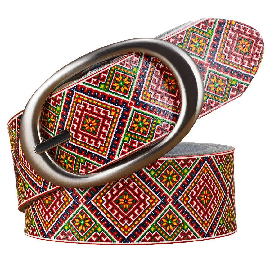 Genuine Leather Belts For Women Printing Plaid Belt Woman Pin Buckle