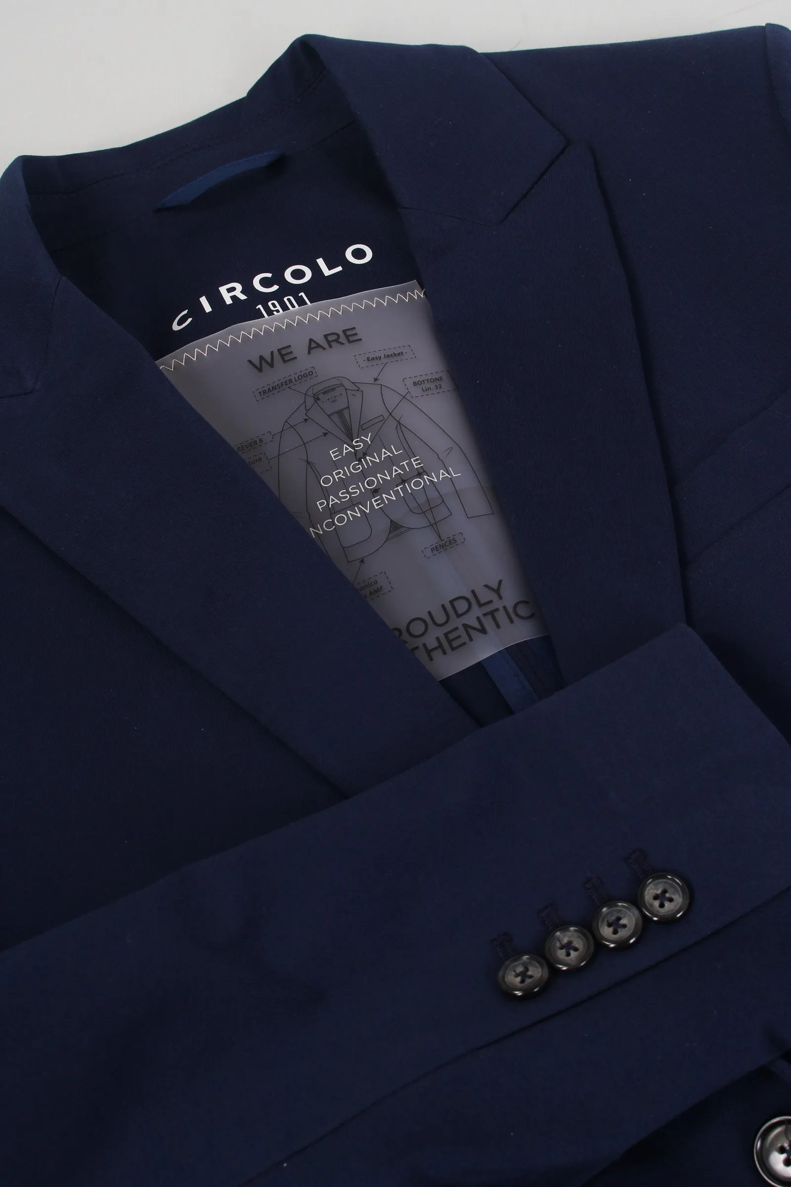 Giacca Peak Lapel Jersey Indigo