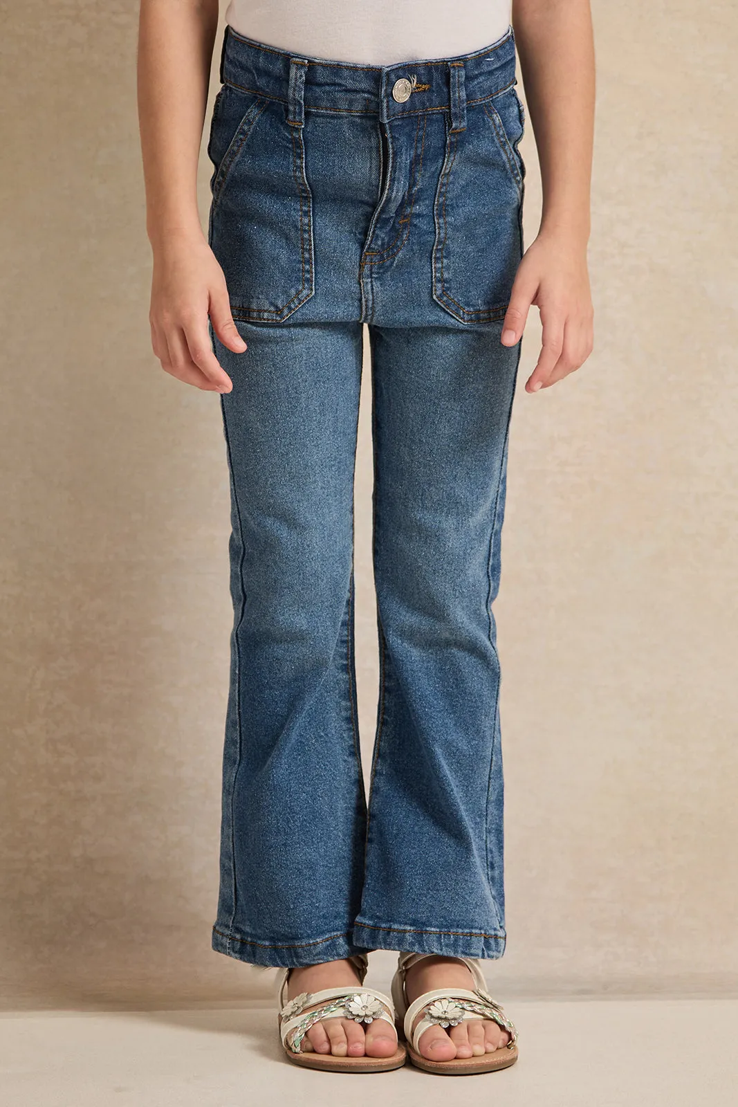 Girls Blue Flared Fit Jeans