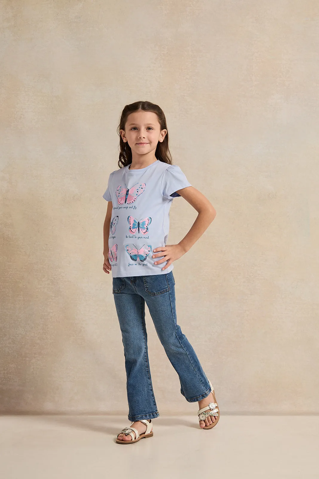 Girls Blue Flared Fit Jeans