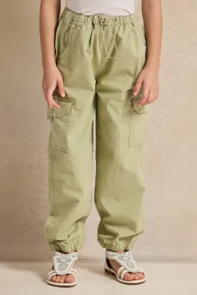 Girls Green Cargo Jeans Trousers