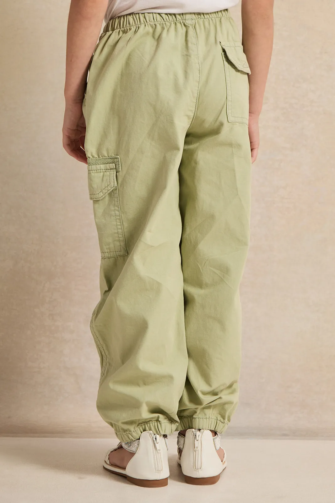 Girls Green Cargo Jeans Trousers