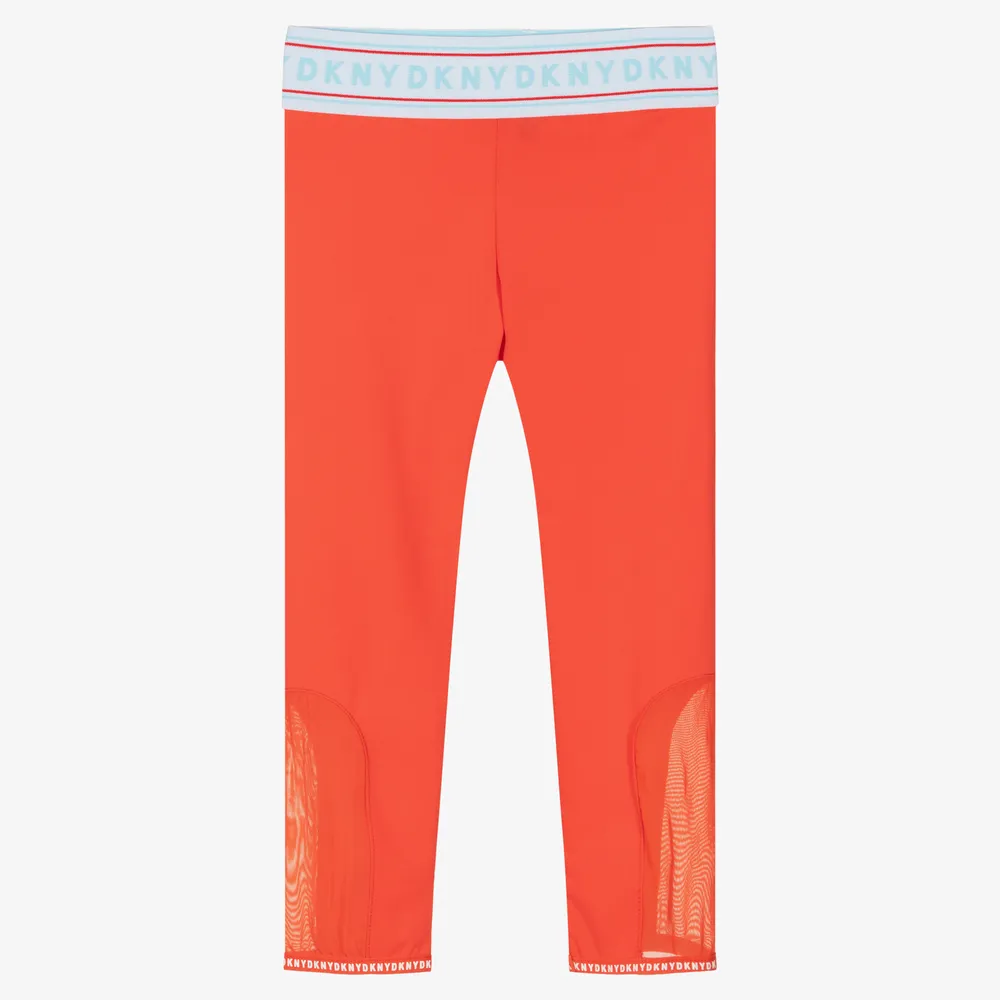 Girls Orange Logo Leggings