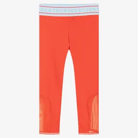 Girls Orange Logo Leggings