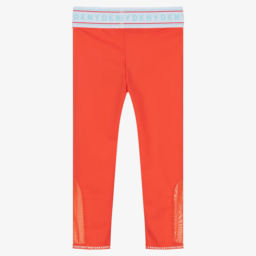 Girls Orange Logo Leggings