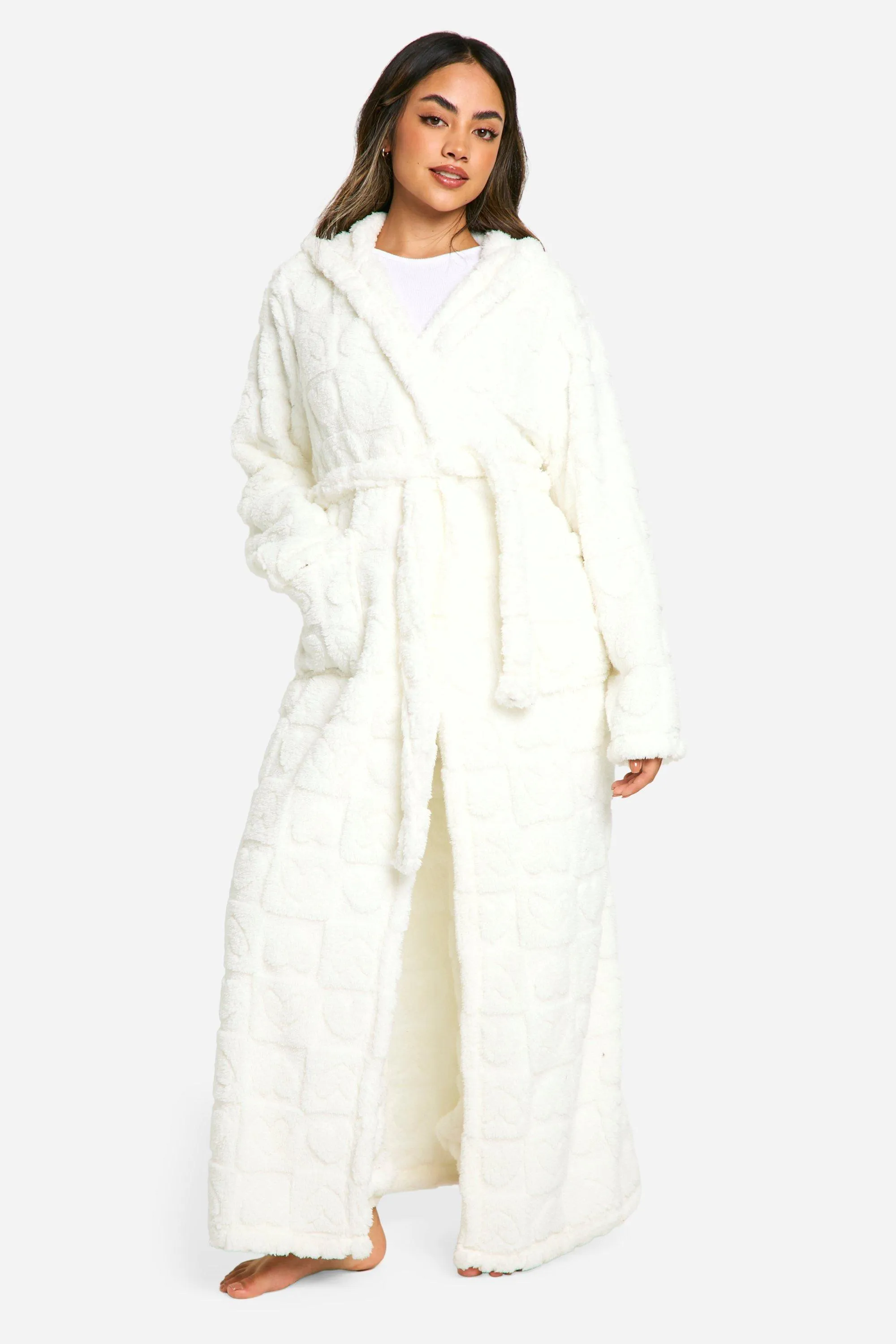 Heart Embossed Fleece Dressing Gown