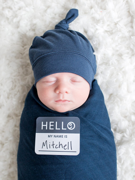 Hello World Hat & Swaddle Set – Navy