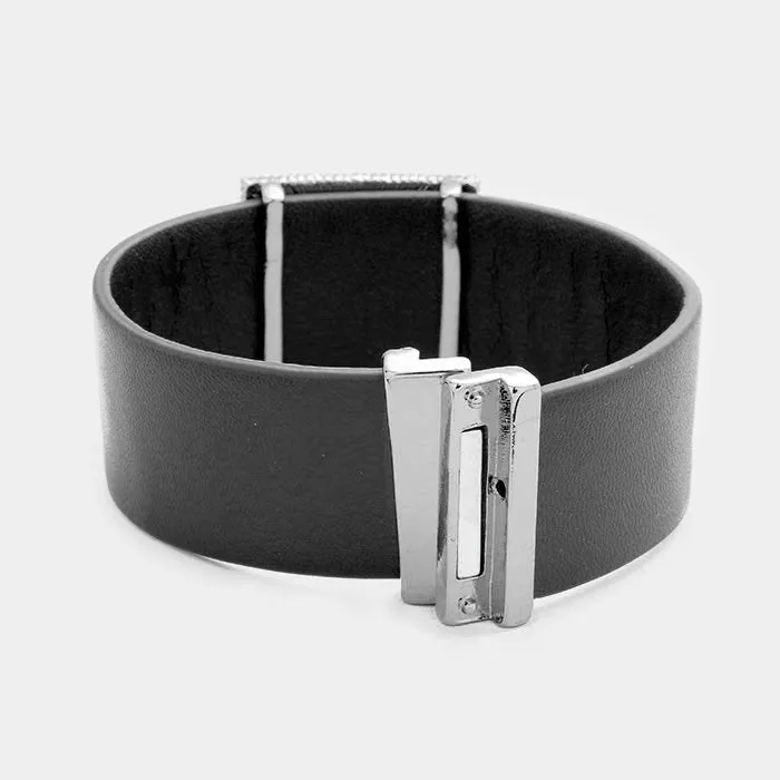 iLLASPARKZ Geo Patterned Genuine Leather Magnetic Bracelet