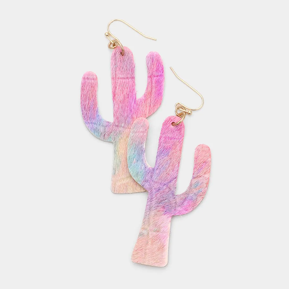 iLLASPARKZ Ombre Genuine Leather Cactus Dangle Earrings