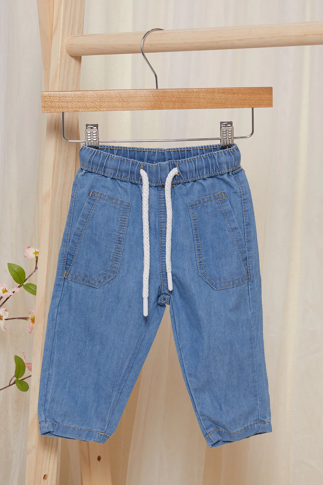 Infant Boys Blue Baggy Pull On Jeans