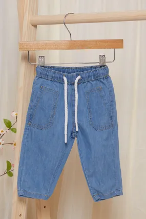 Infant Boys Blue Baggy Pull On Jeans