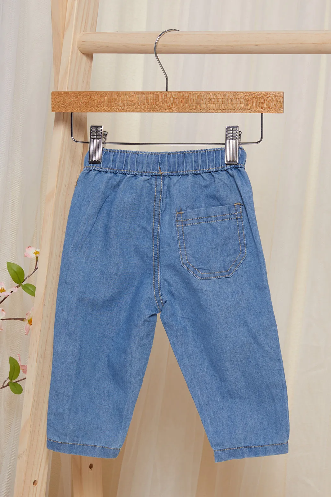 Infant Boys Blue Baggy Pull On Jeans