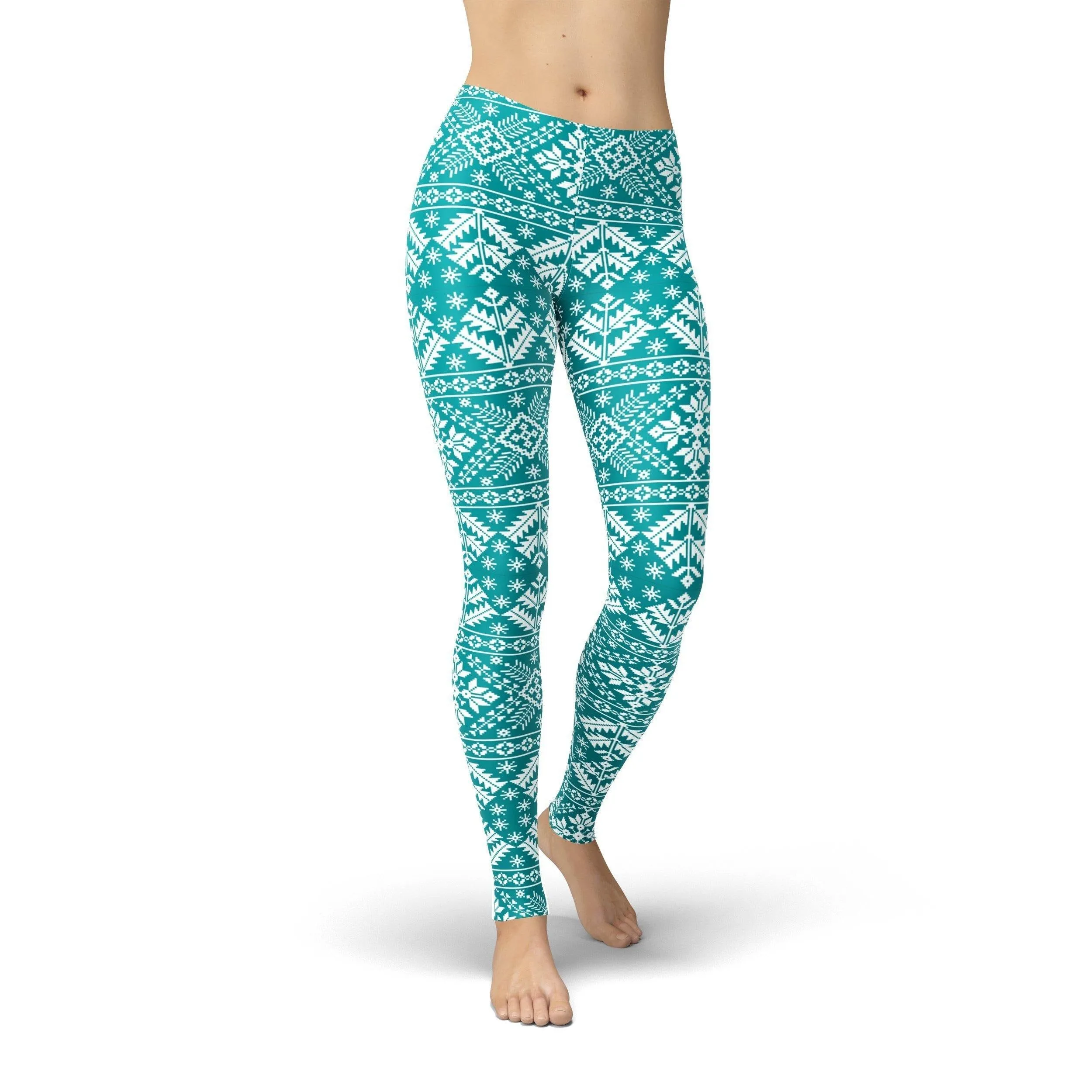 Jean Teal Snowflake Leggings