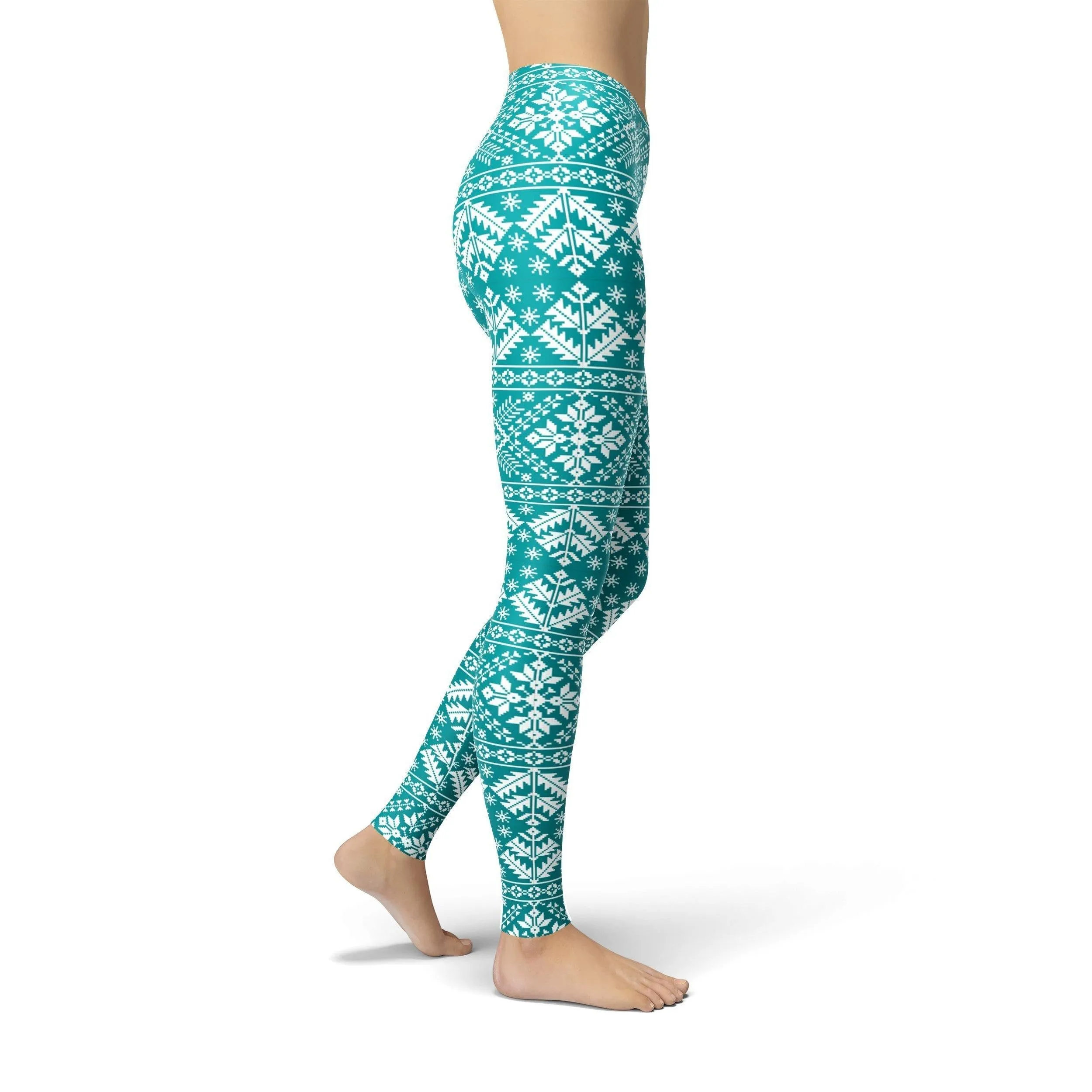 Jean Teal Snowflake Leggings