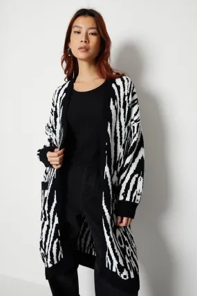 Jumpers & Cardigans | Mono Zebra Knitted Coatigan | Warehouse