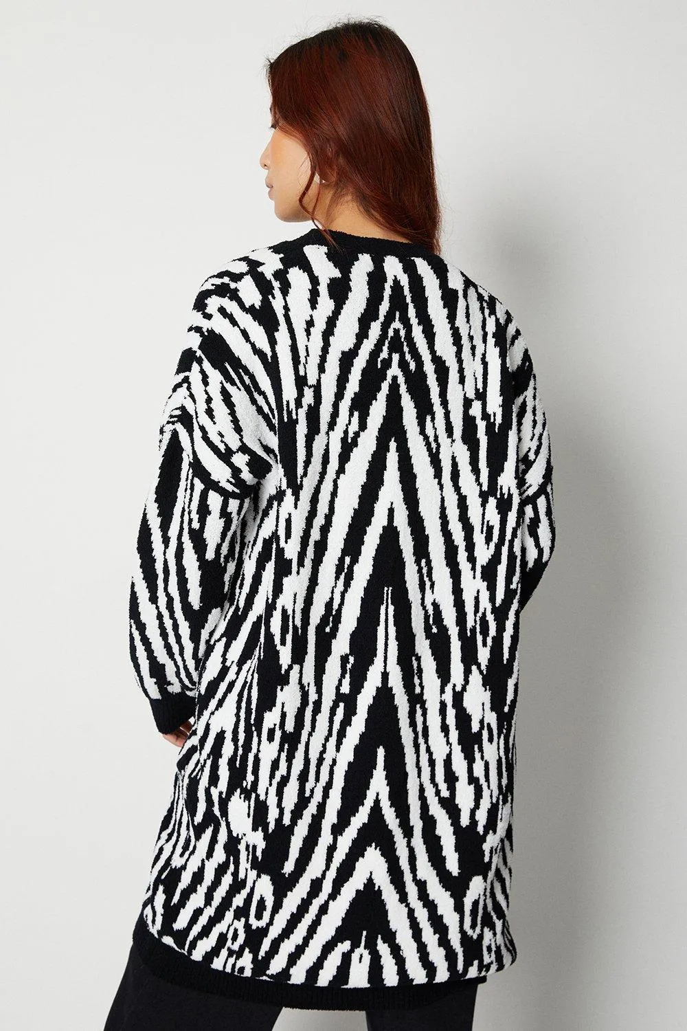 Jumpers & Cardigans | Mono Zebra Knitted Coatigan | Warehouse