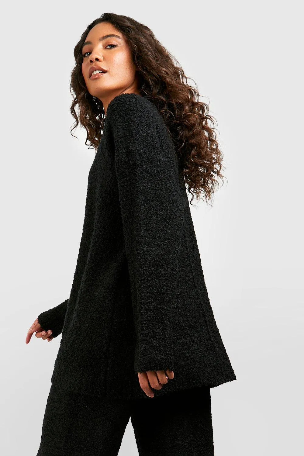 Jumpers & Cardigans | Tall Boucle Knit Seam Detail Oversized Jumper | boohoo