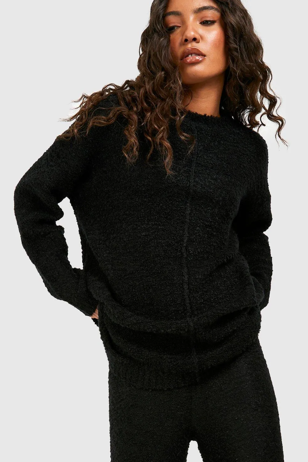 Jumpers & Cardigans | Tall Boucle Knit Seam Detail Oversized Jumper | boohoo