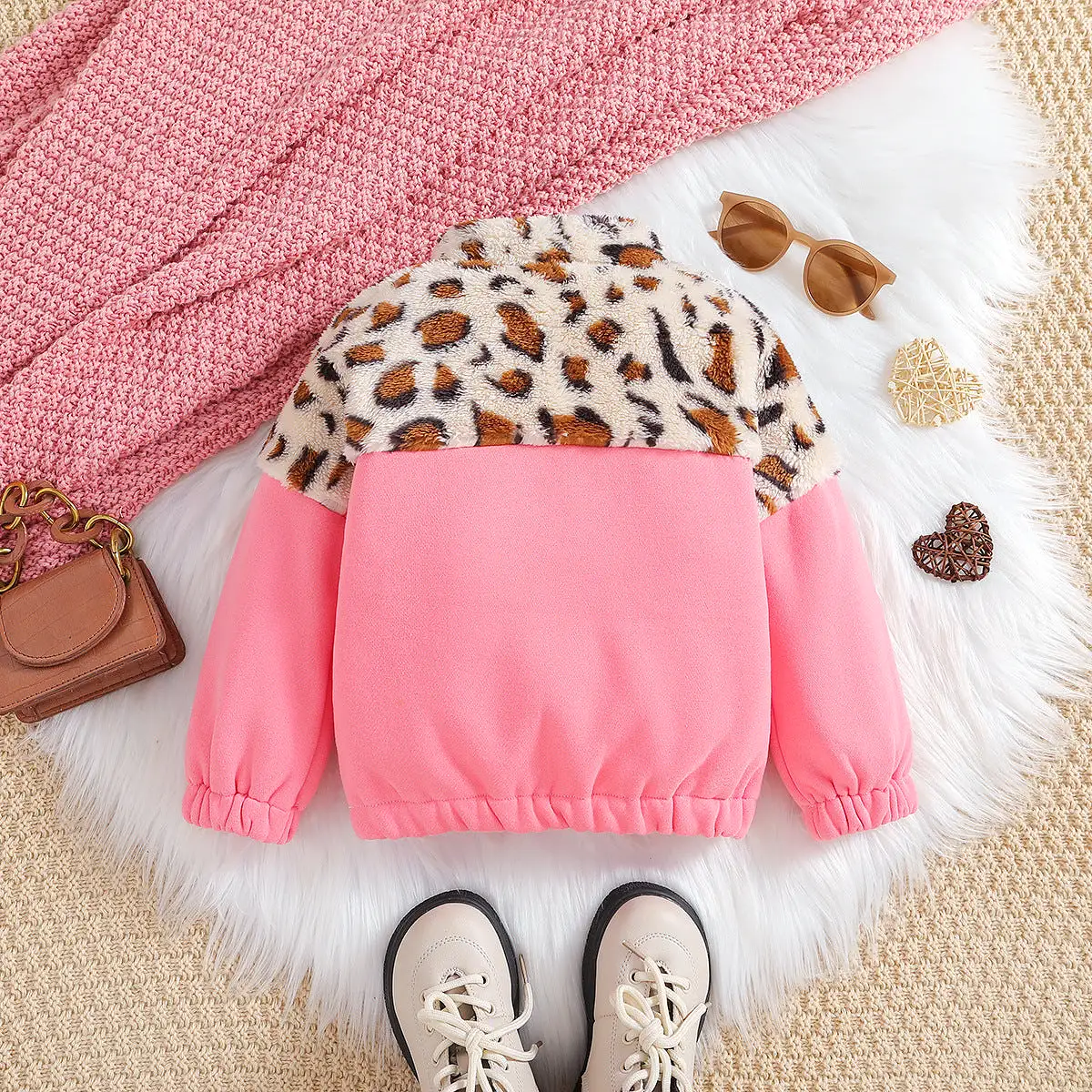 Kid Girls Color-blocking Leopard print Hoodies Sweatshirts Wholesale 23102002