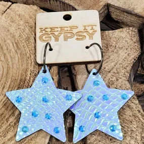 KIG Blue Iridescent Bling Star Earrings