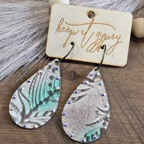 KIG Feather Bling Teardrop Earrings