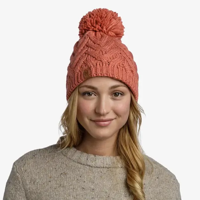 Knitted & Fleece Band Beanie - Caryn Crimson