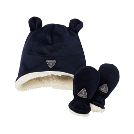 Kombi Dark Navy Sherpa Infant Hat/Mittens Set