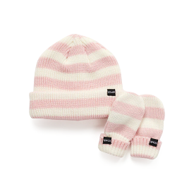 Kombi Rose Shadow Little One Infant Knit Hat and Mitten Set