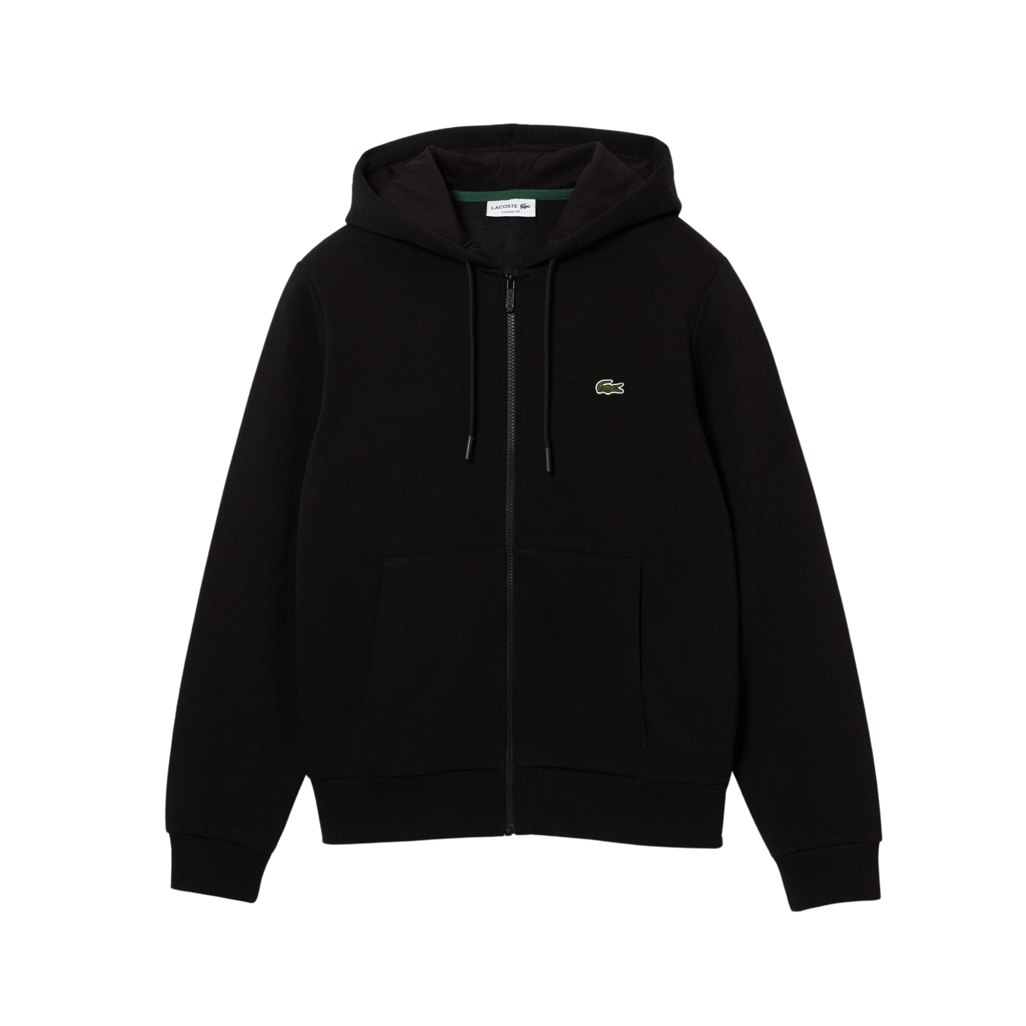 Lacoste Kangaroo Pocket Fleece Zipped Sweatshirt (Black)