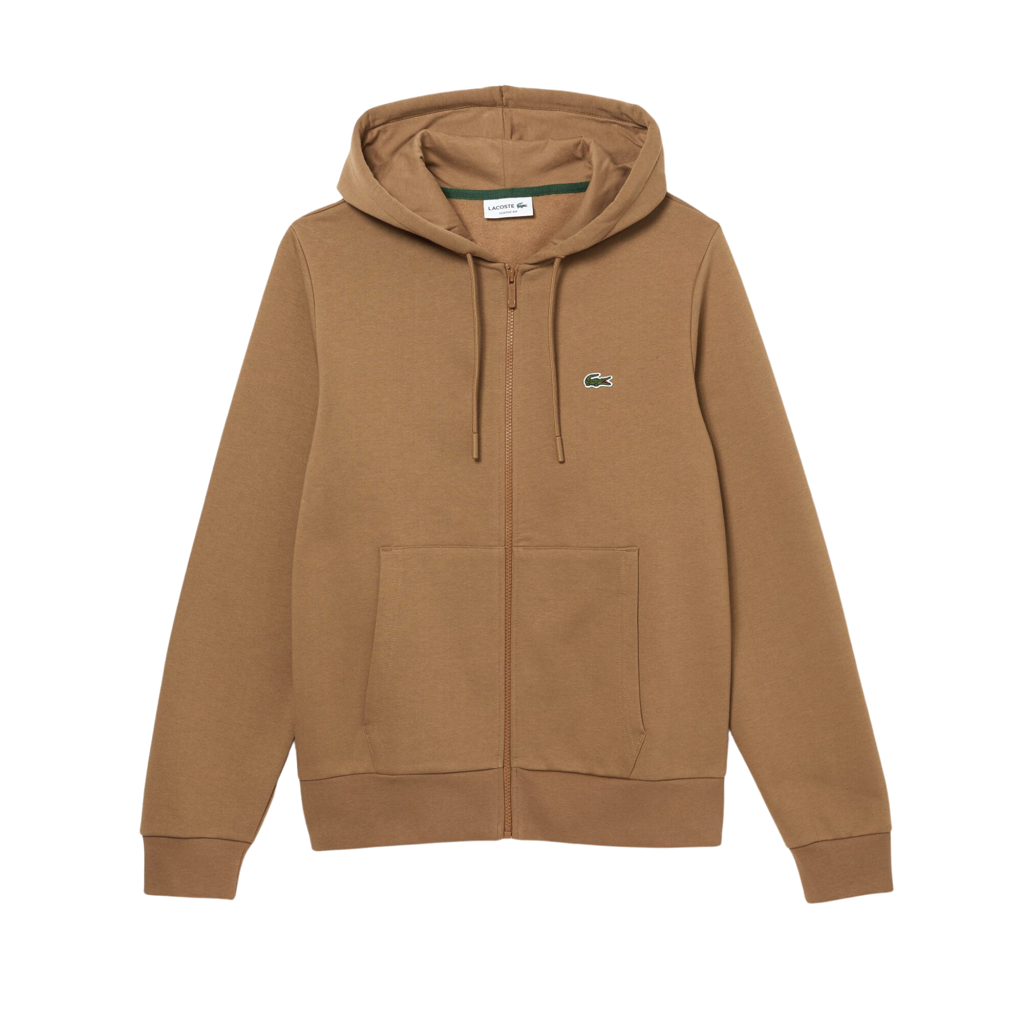 Lacoste Kangaroo Pocket Fleece Zipped Sweatshirt (Brown)