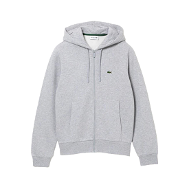 Lacoste Kangaroo Pocket Fleece Zipped Sweatshirt (Grey)