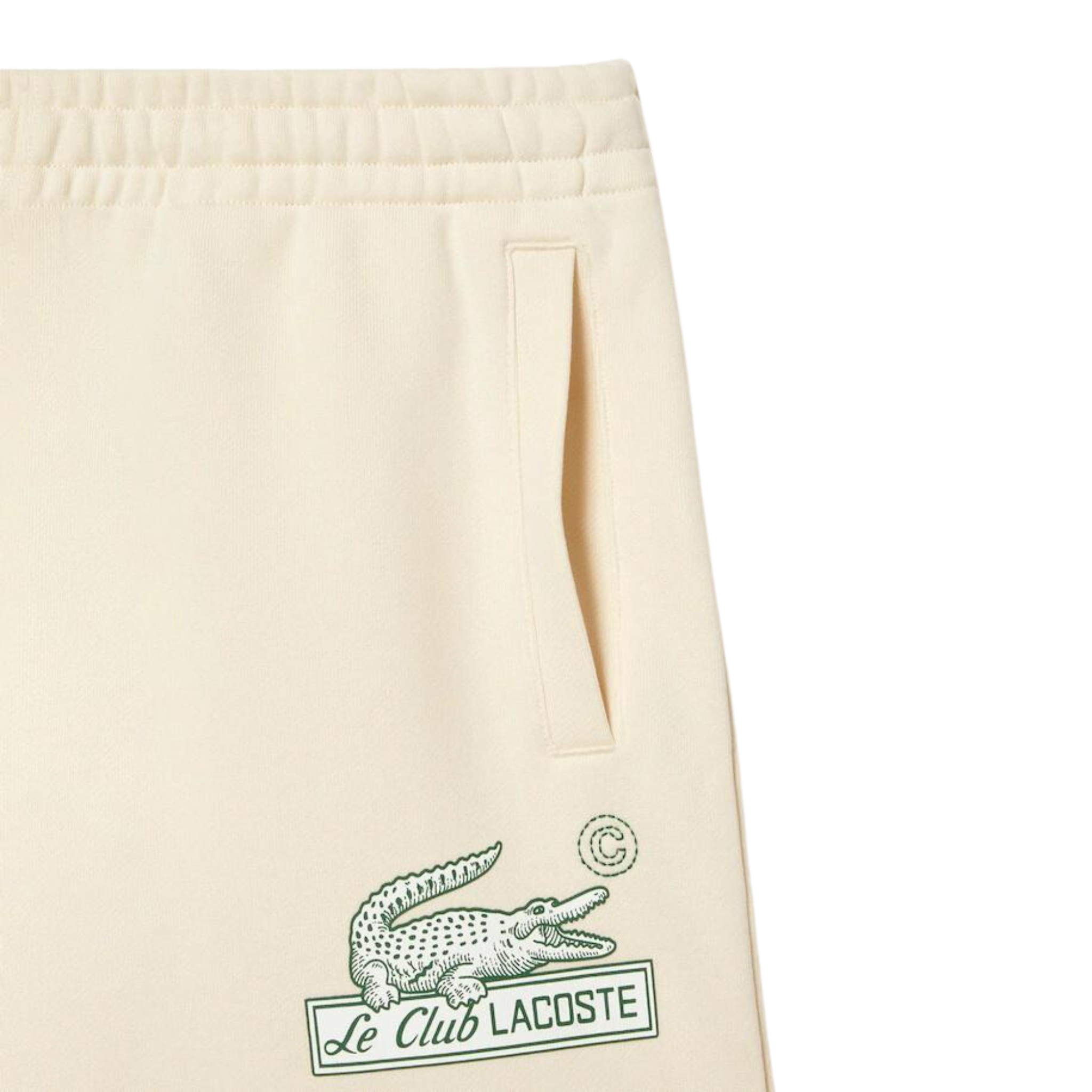 Lacoste Le Club Unbrushed Organic Cotton Fleece Shorts (Off White)