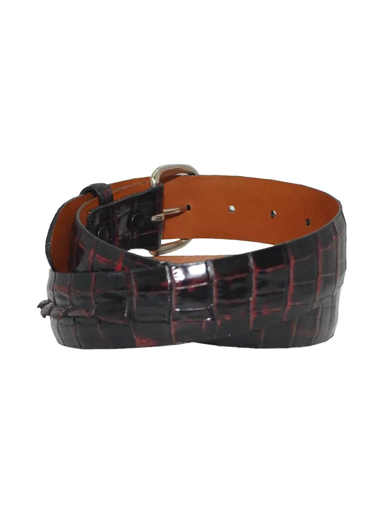 Lucchese B1456 Alligator USA Made Hornback Caiman Leather Belts Black