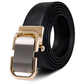 Men's Luxury Genuine Leather Belt With Gold Buckle