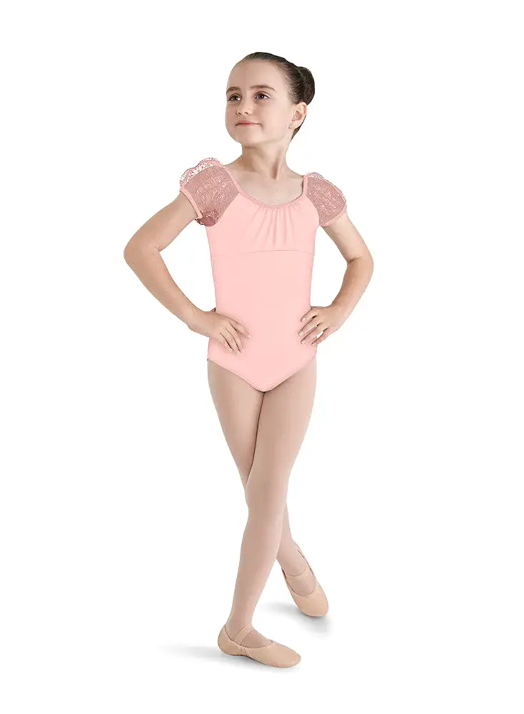 Mirella Child Crinkle Mesh Puff Sleeve Leotard - M616C