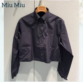 MiuMiu  |Casual Style Plain Elegant Style Logo Shirts & Blouses