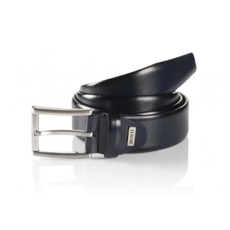 Monti Feather Edge Leather Belts London 06310 - Navy