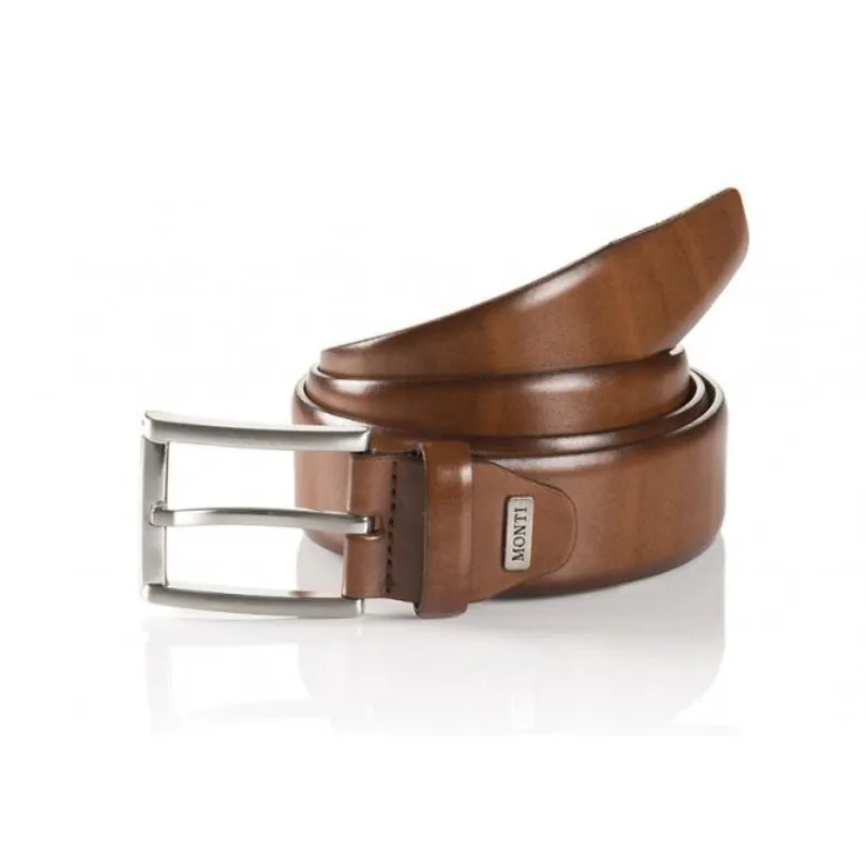 Monti Feather Edge Leather Belts London - Tan