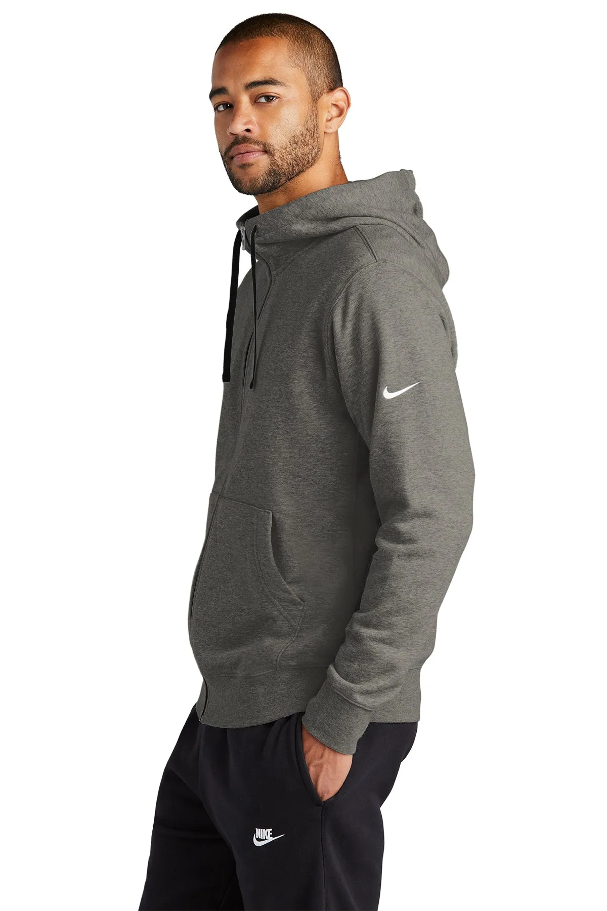 Nike Club Fleece Custom Zip Hoodies, Charcoal Heather